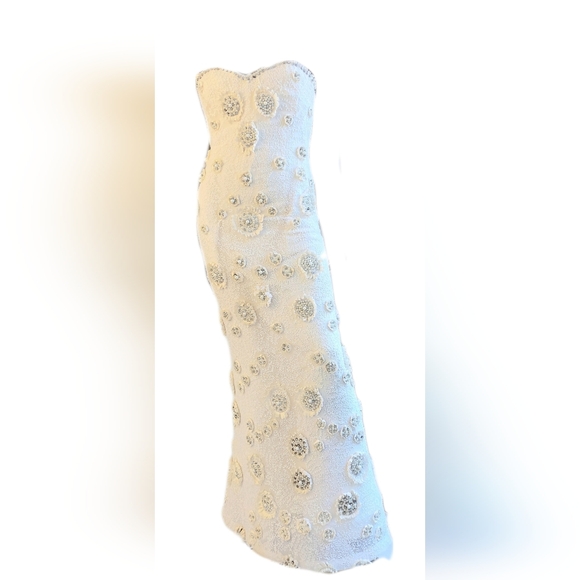 $9,000 OSCAR DE LA RENTA IVORY SILK CRYSTAL BEAD PEARL RUNWAY GOWN US M - Picture 2 of 16